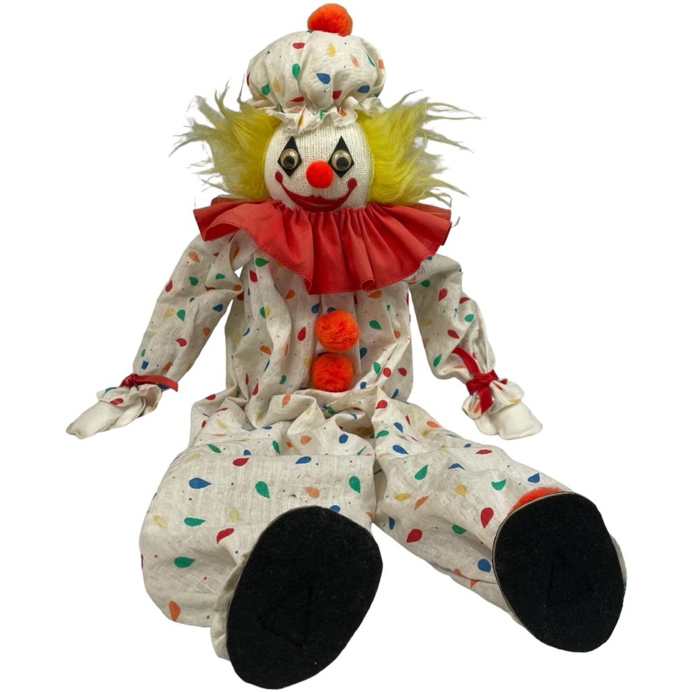 Vintage 1950s Clown Scary Oddity Circus Dark Rainbow Doll Handmade Spooky Jester